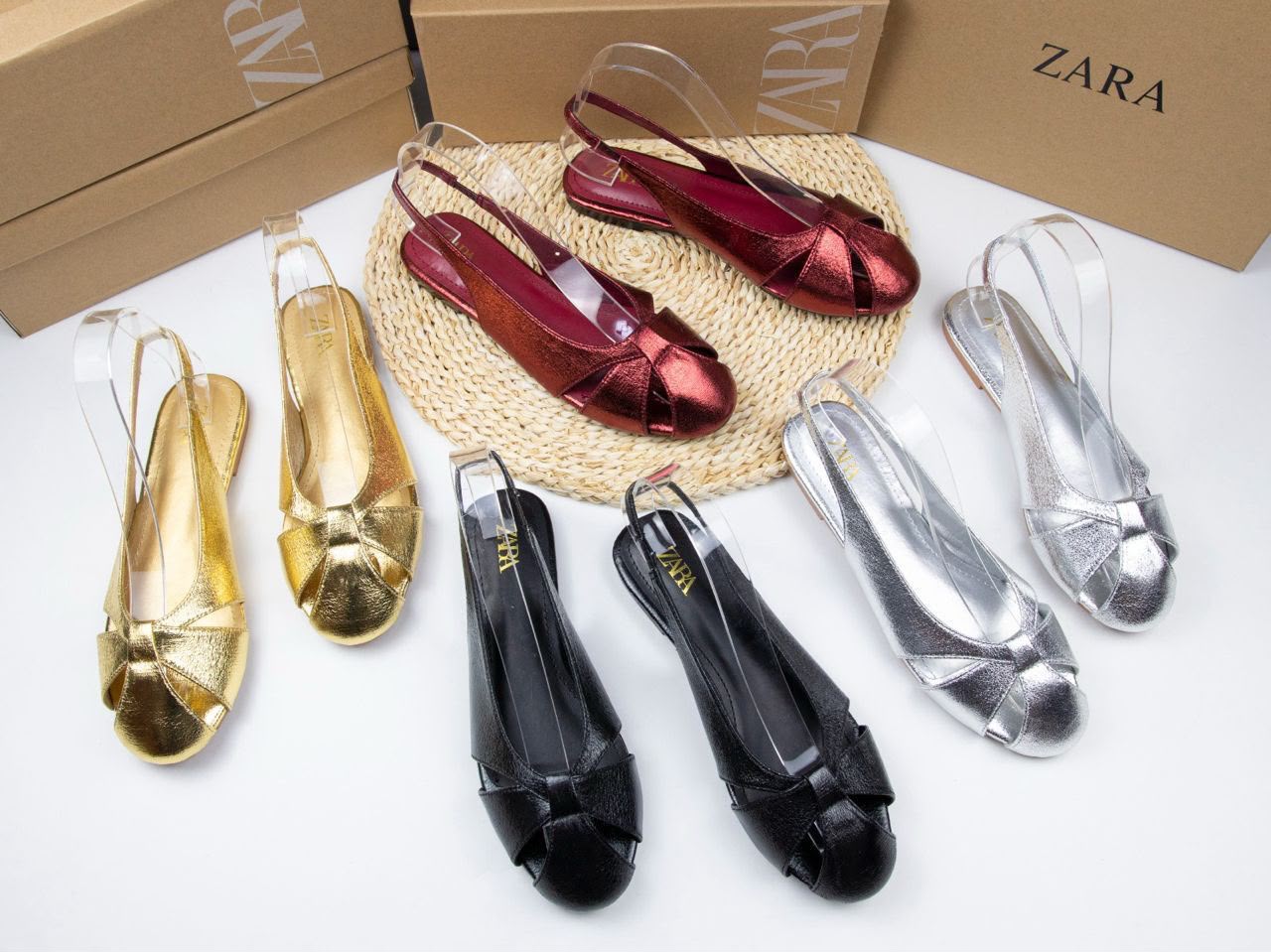 Assorted flat shoes in Zara style