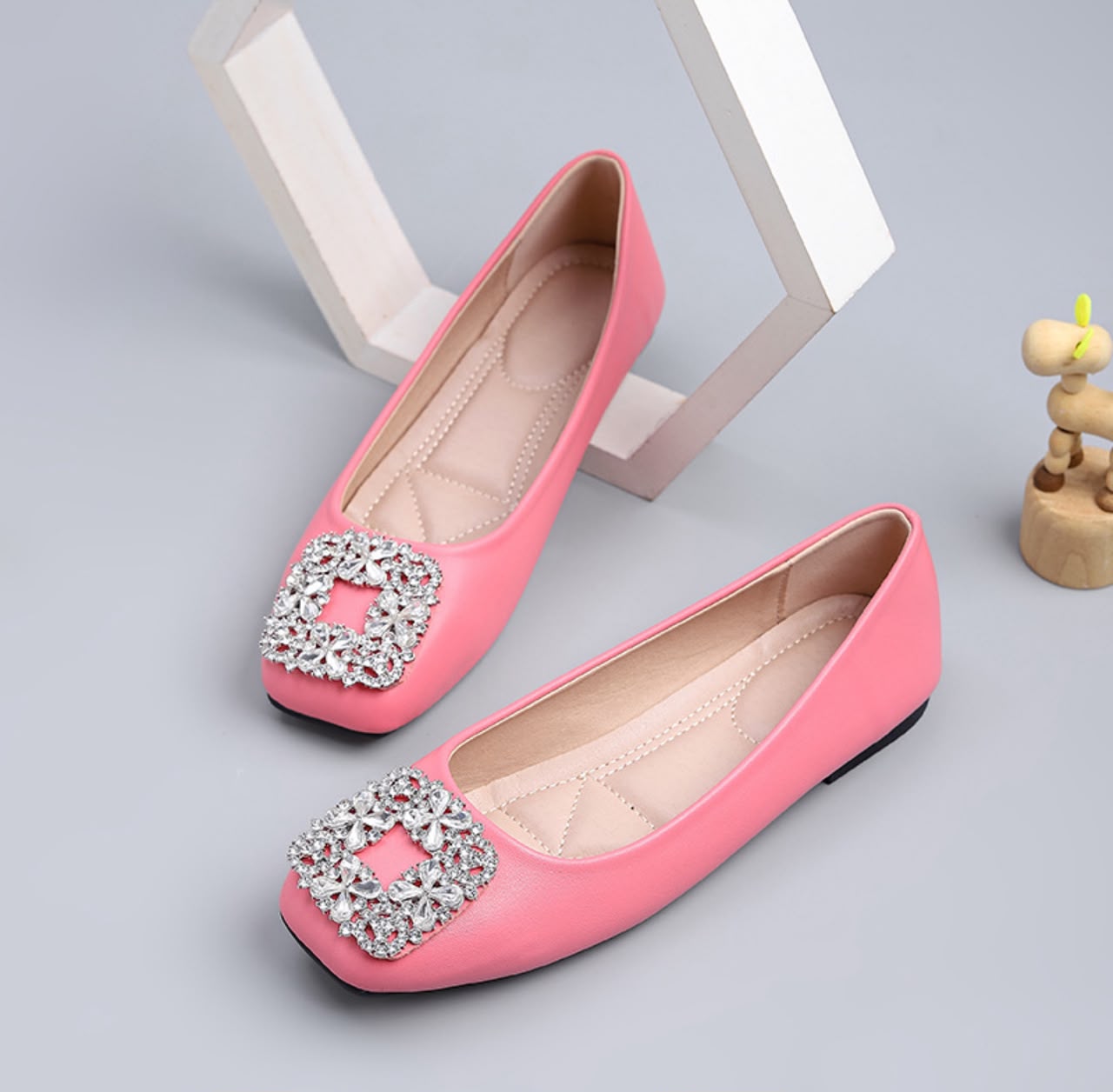 Pink Rhinestone Flats